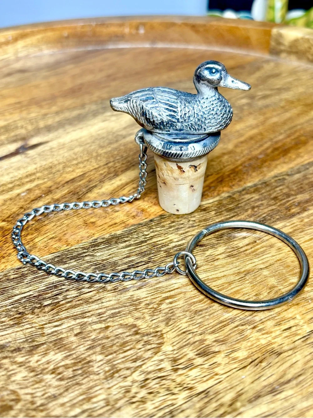 WTU Mallard Duck Heavy Pewter Wine Bottle Cork Topper With 6.5